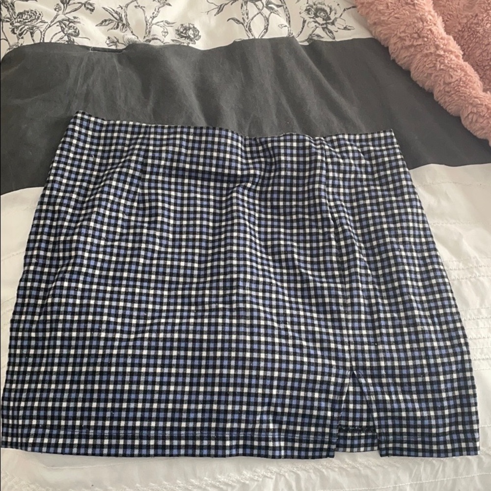 Blue plaid skirt
